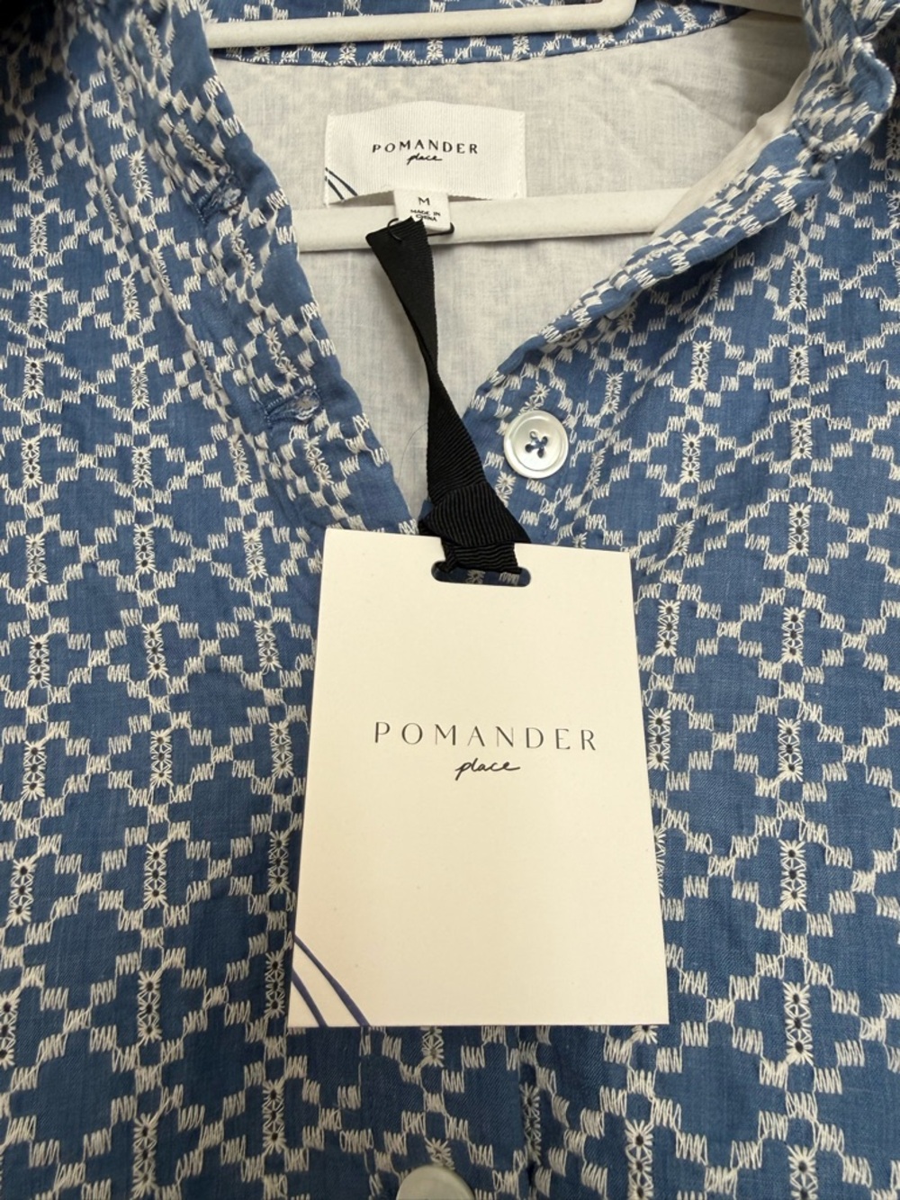 Pomander Place Blue and White Asymmetrical Shirt Dress - Picture 8 of 9